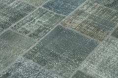 Kırk Yama Gri Patchwork Pamuk Yün El Dokuma Halısı 170x239 Agacan