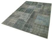 Kırk Yama Gri Patchwork Pamuk Yün El Dokuma Halısı 170x245 Agacan