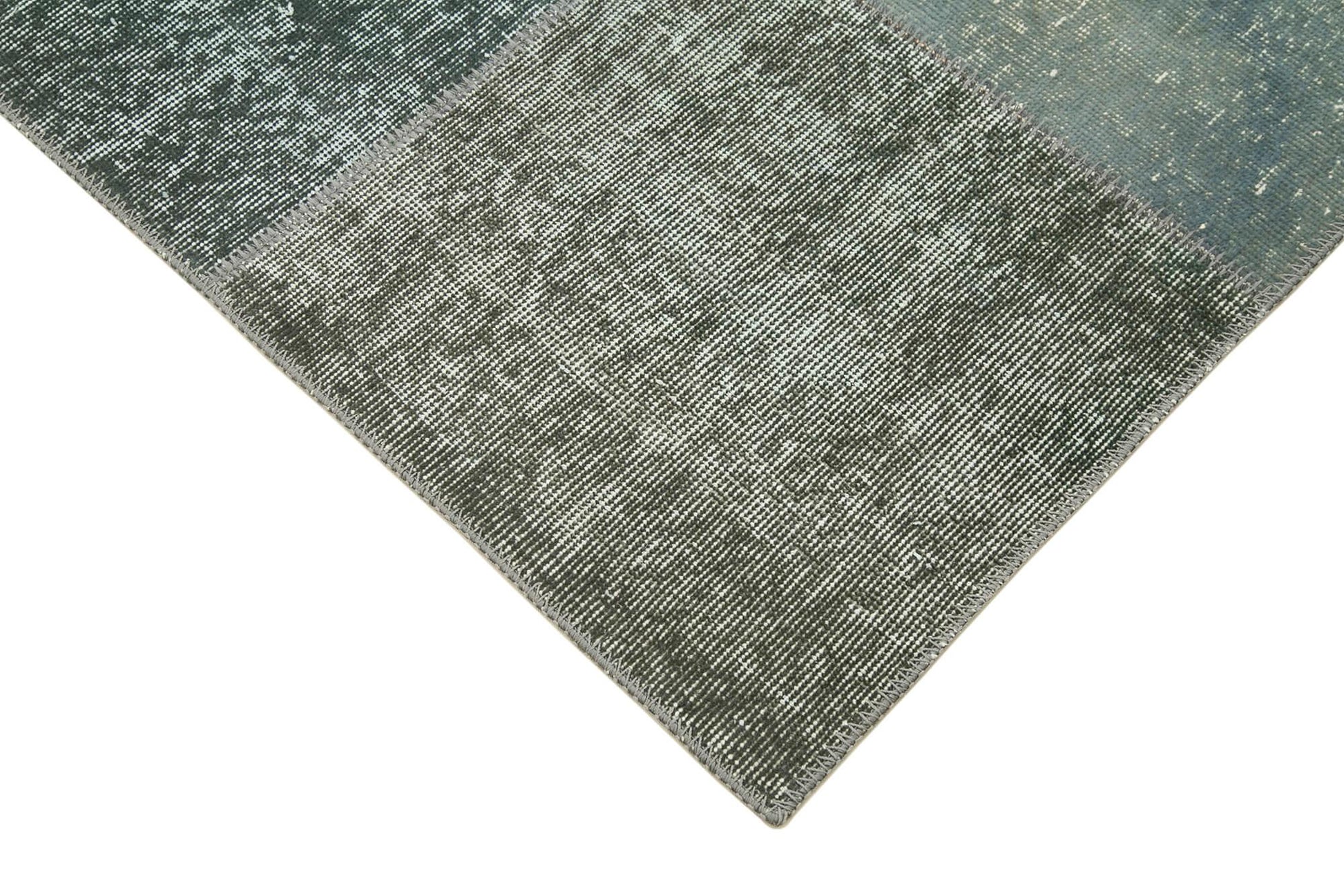 Kırk Yama Gri Patchwork Pamuk Yün El Dokuma Halısı 170x245 Agacan