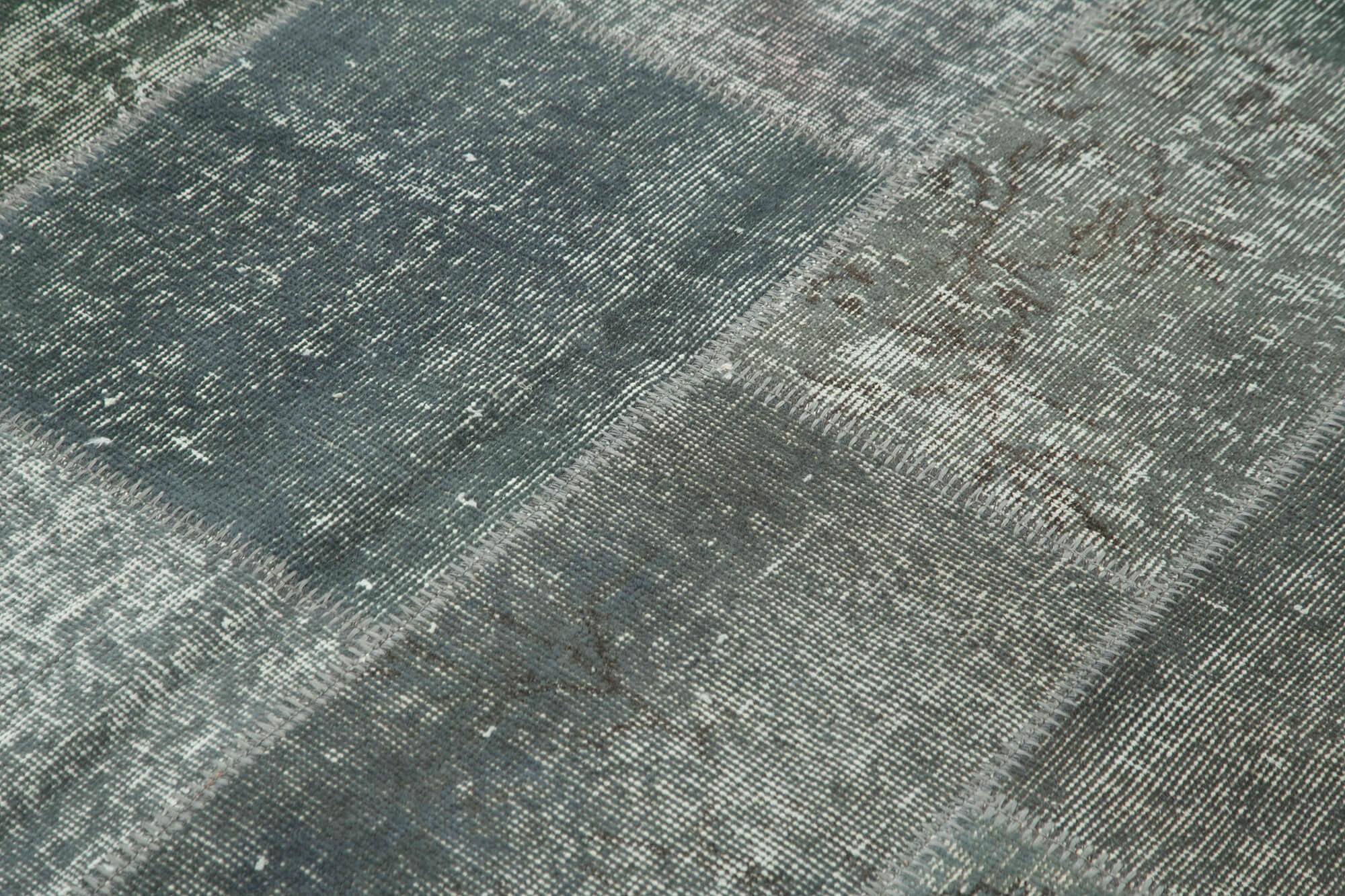 Kırk Yama Gri Patchwork Pamuk Yün El Dokuma Halısı 170x245 Agacan