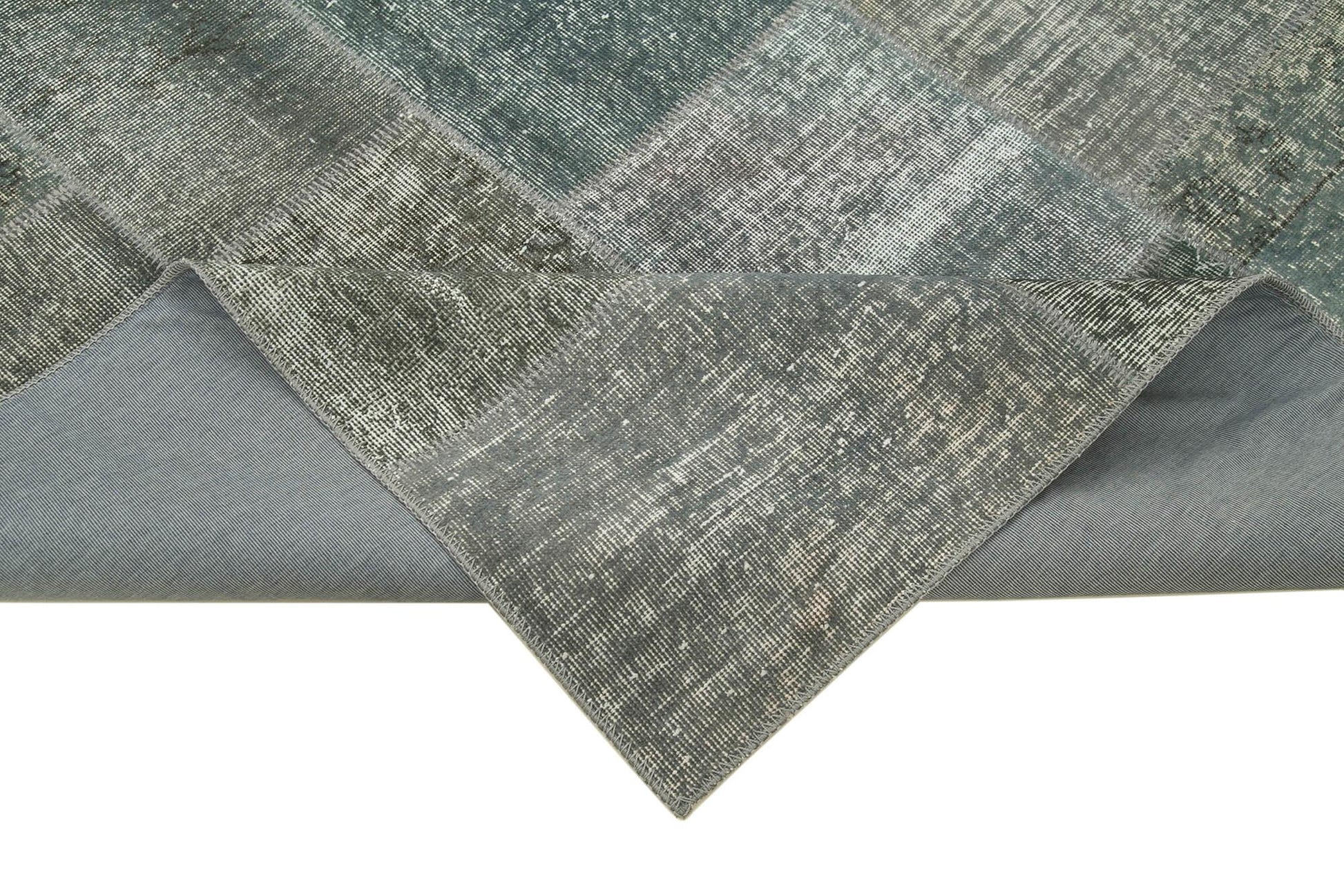 Kırk Yama Gri Patchwork Pamuk Yün El Dokuma Halısı 170x245 Agacan