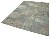 Kırk Yama Mavi Patchwork Pamuk Yün El Dokuma Halısı 177x246 Agacan