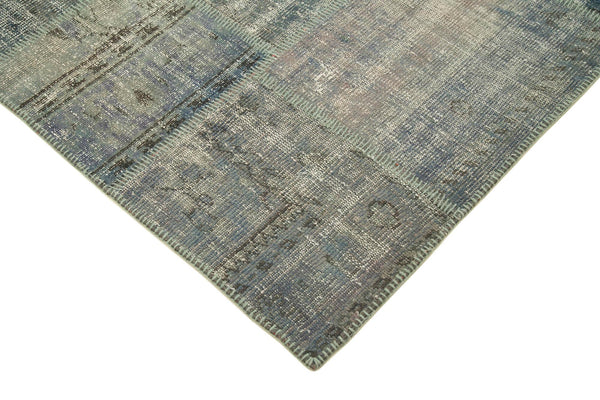 Kırk Yama Mavi Patchwork Pamuk Yün El Dokuma Halısı 174x243 Agacan