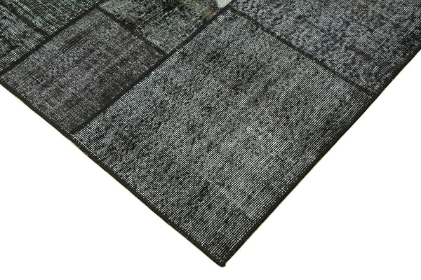 Kırk Yama Siyah Patchwork Pamuk Yün El Dokuma Halısı 172x240 Agacan