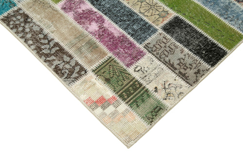 Kırk Yama Pembe Patchwork Pamuk Yün El Dokuma Halısı 173x231 Agacan