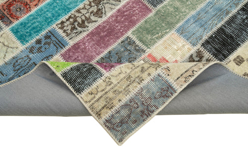 Kırk Yama Pembe Patchwork Pamuk Yün El Dokuma Halısı 173x231 Agacan