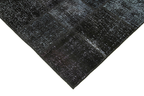 Kırk Yama Siyah Patchwork Pamuk Yün El Dokuma Halısı 173x242 Agacan