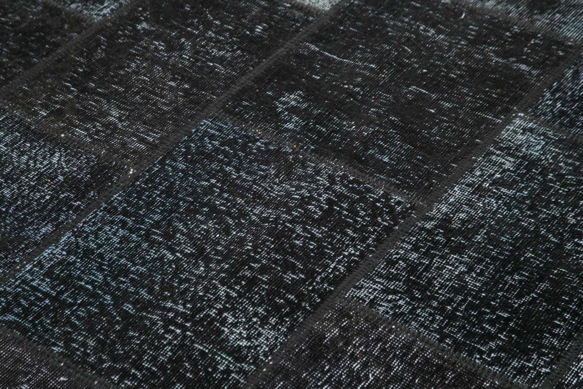 Kırk Yama Siyah Patchwork Pamuk Yün El Dokuma Halısı 173x242 Agacan