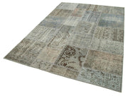 Kırk Yama Gri Patchwork Pamuk Yün El Dokuma Halısı 170x240 Agacan