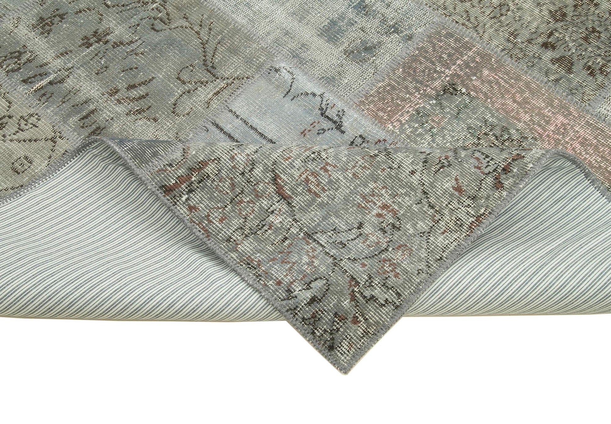 Kırk Yama Gri Patchwork Pamuk Yün El Dokuma Halısı 170x240 Agacan