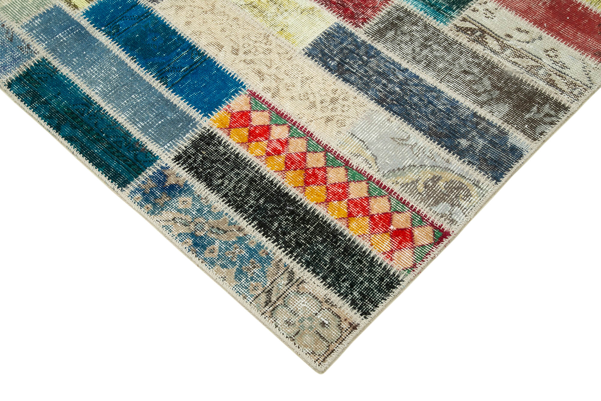 Kırk Yama Pembe Patchwork Pamuk Yün El Dokuma Halısı 166x233 Agacan