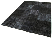 Kırk Yama Siyah Patchwork Pamuk Yün El Dokuma Halısı 170x243 Agacan