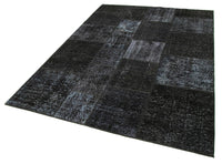 Anthracite & Grey Geometric Patchwork Rug 170x243 cm (5'7" x 8')