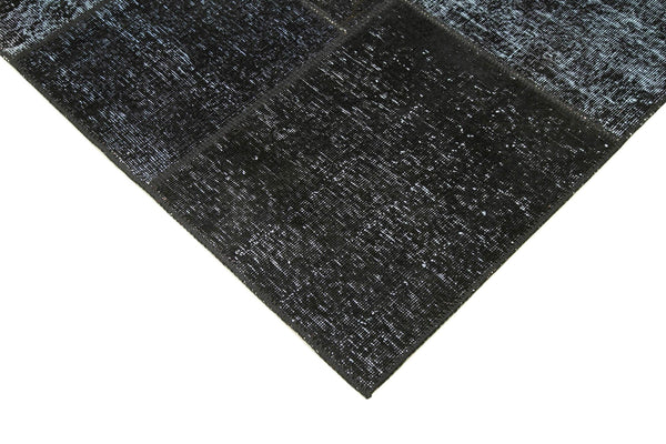 Kırk Yama Siyah Patchwork Pamuk Yün El Dokuma Halısı 170x243 Agacan