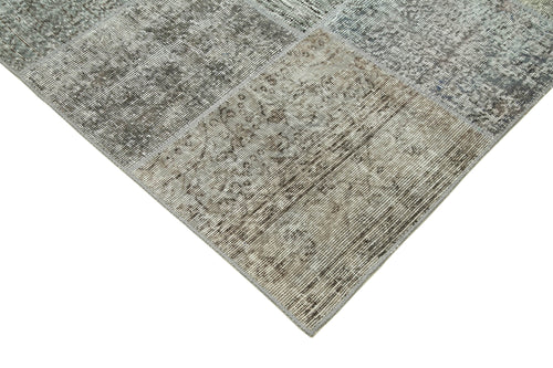 Kırk Yama Gri Patchwork Pamuk Yün El Dokuma Halısı 171x239 Agacan