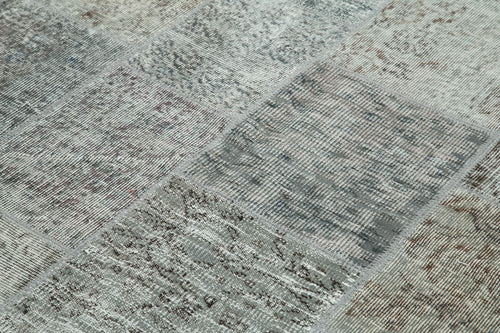 Kırk Yama Gri Patchwork Pamuk Yün El Dokuma Halısı 171x239 Agacan