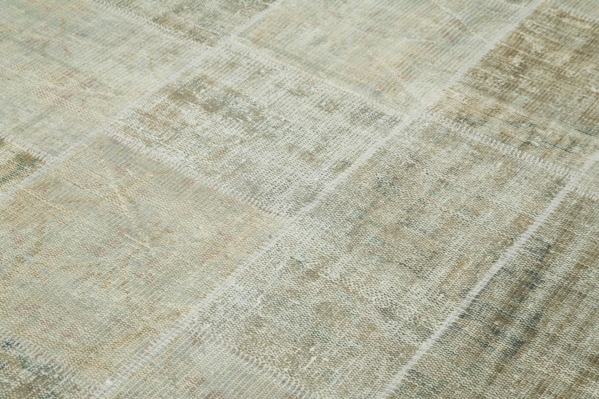 Kırk Yama Bej Patchwork Pamuk Yün El Dokuma Halısı 171x240 Agacan