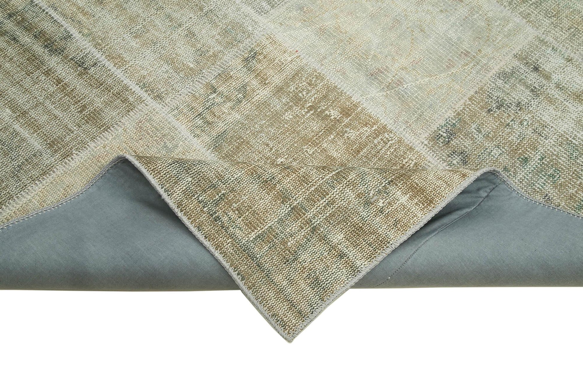 Kırk Yama Bej Patchwork Pamuk Yün El Dokuma Halısı 171x240 Agacan