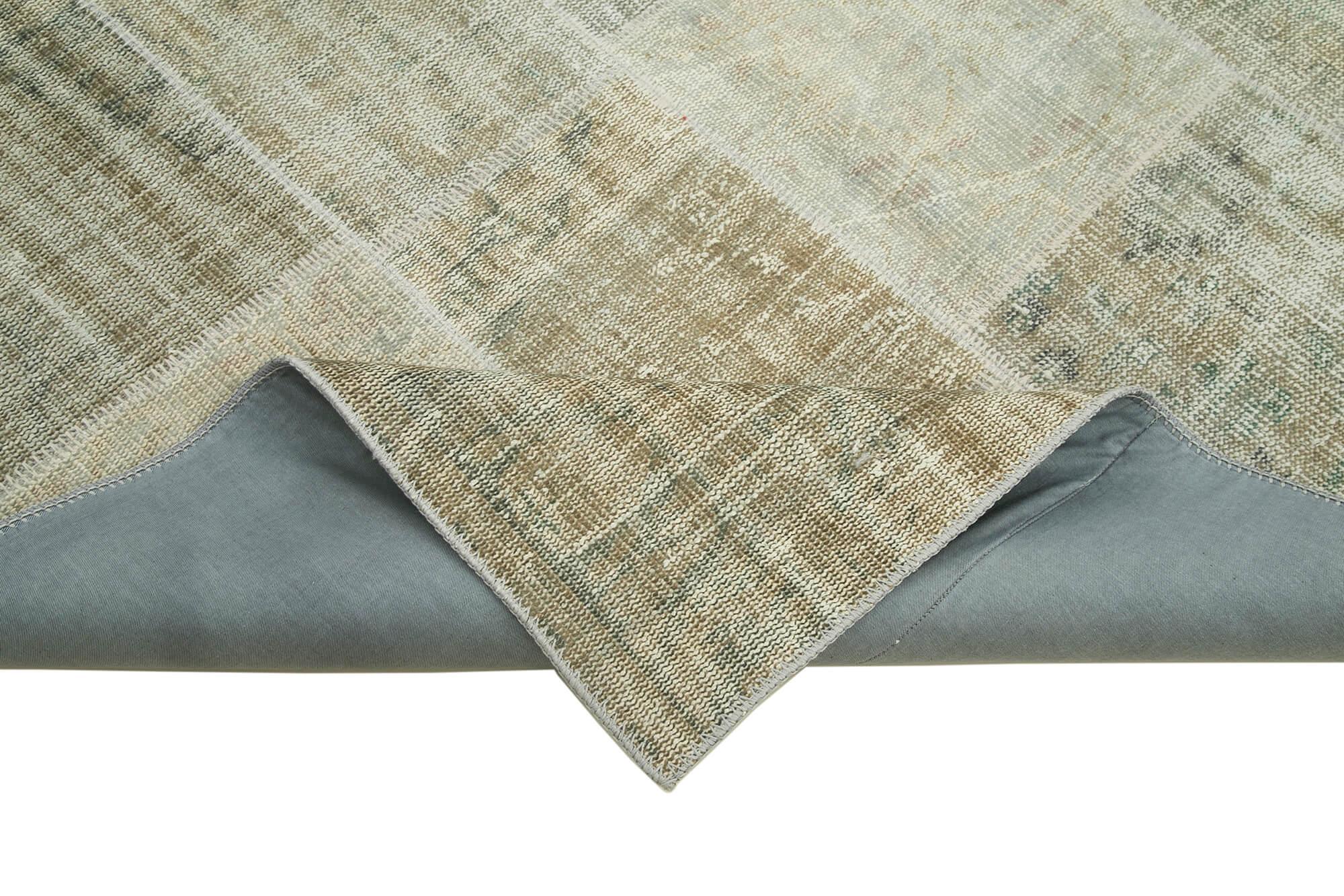 Kırk Yama Bej Patchwork Pamuk Yün El Dokuma Halısı 171x240 Agacan