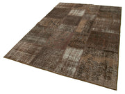 Kırk Yama Kahverengi Patchwork Pamuk Yün El Dokuma Halısı 170x241 Agacan