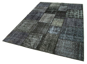 Kırk Yama Siyah Patchwork Pamuk Yün El Dokuma Halısı 171x246 Agacan