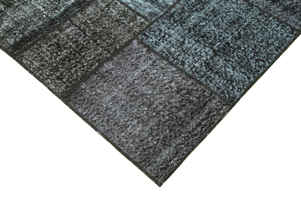 Kırk Yama Siyah Patchwork Pamuk Yün El Dokuma Halısı 171x246 Agacan