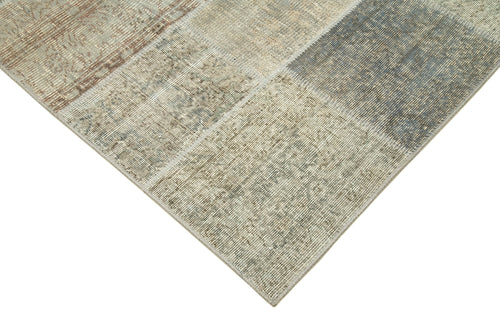 Kırk Yama Gri Patchwork Pamuk Yün El Dokuma Halısı 173x244 Agacan