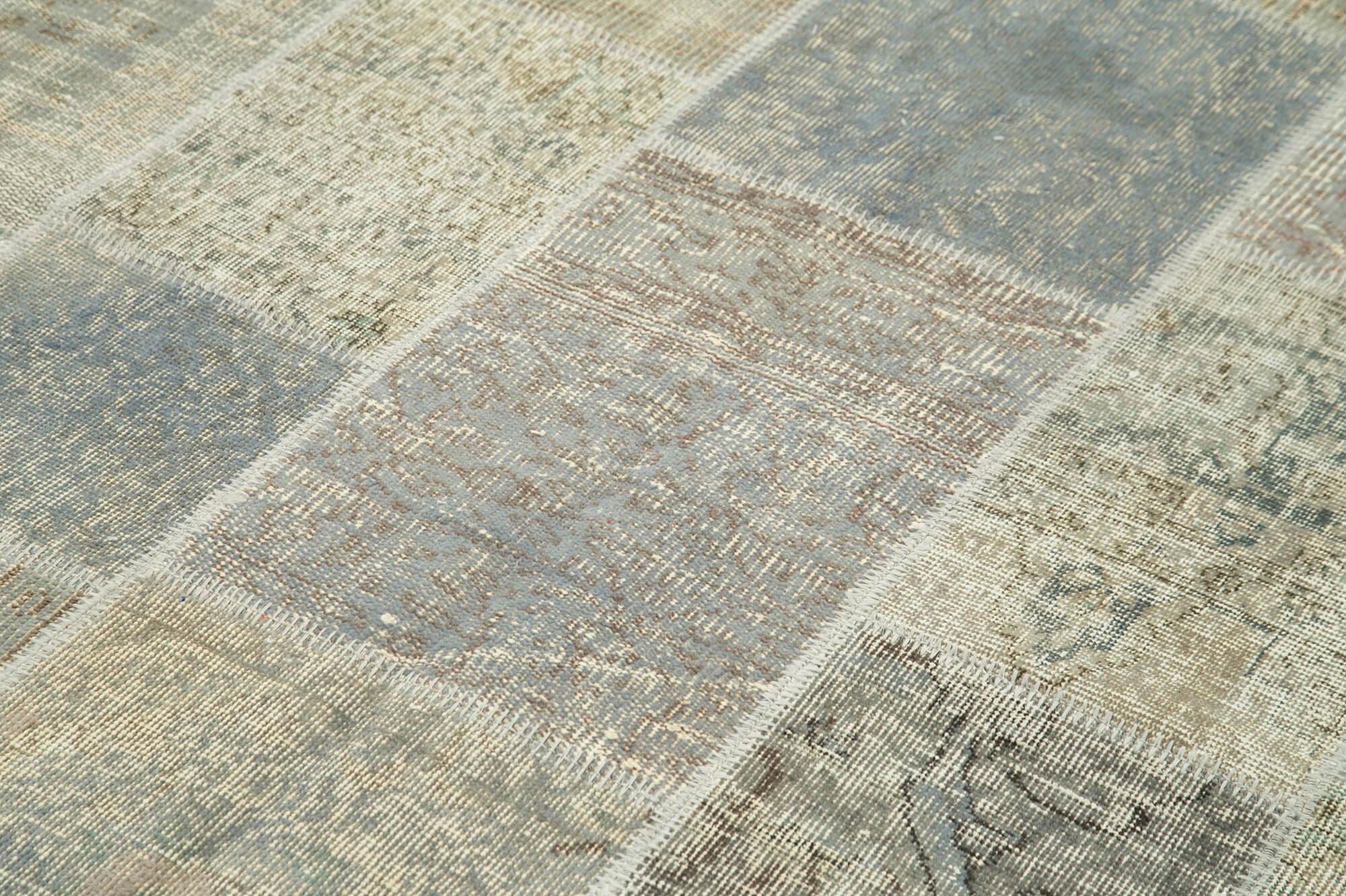 Kırk Yama Gri Patchwork Pamuk Yün El Dokuma Halısı 173x244 Agacan
