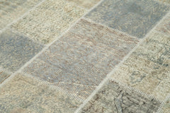 Kırk Yama Gri Patchwork Pamuk Yün El Dokuma Halısı 173x244 Agacan