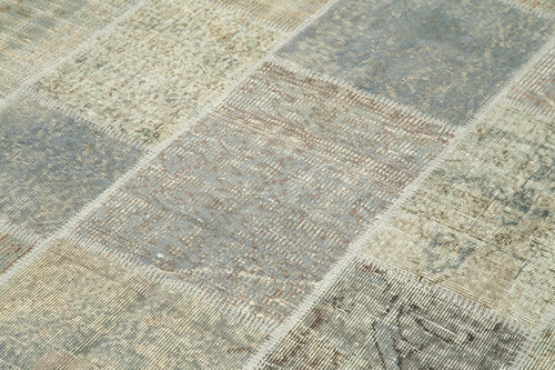 Kırk Yama Gri Patchwork Pamuk Yün El Dokuma Halısı 173x244 Agacan