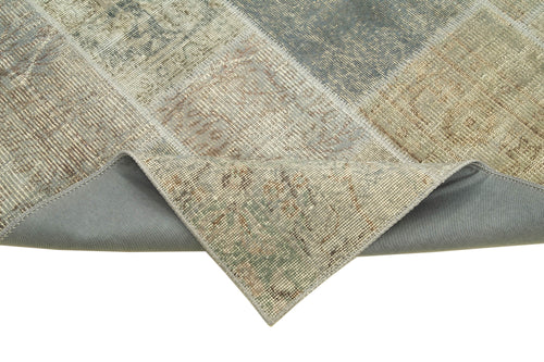 Kırk Yama Gri Patchwork Pamuk Yün El Dokuma Halısı 173x244 Agacan