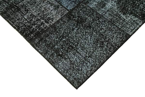 Kırk Yama Siyah Patchwork Pamuk Yün El Dokuma Halısı 171x240 Agacan