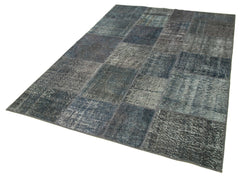Kırk Yama Gri Patchwork Pamuk Yün El Dokuma Halısı 170x242 Agacan