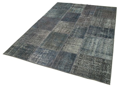 Kırk Yama Gri Patchwork Pamuk Yün El Dokuma Halısı 170x242 Agacan