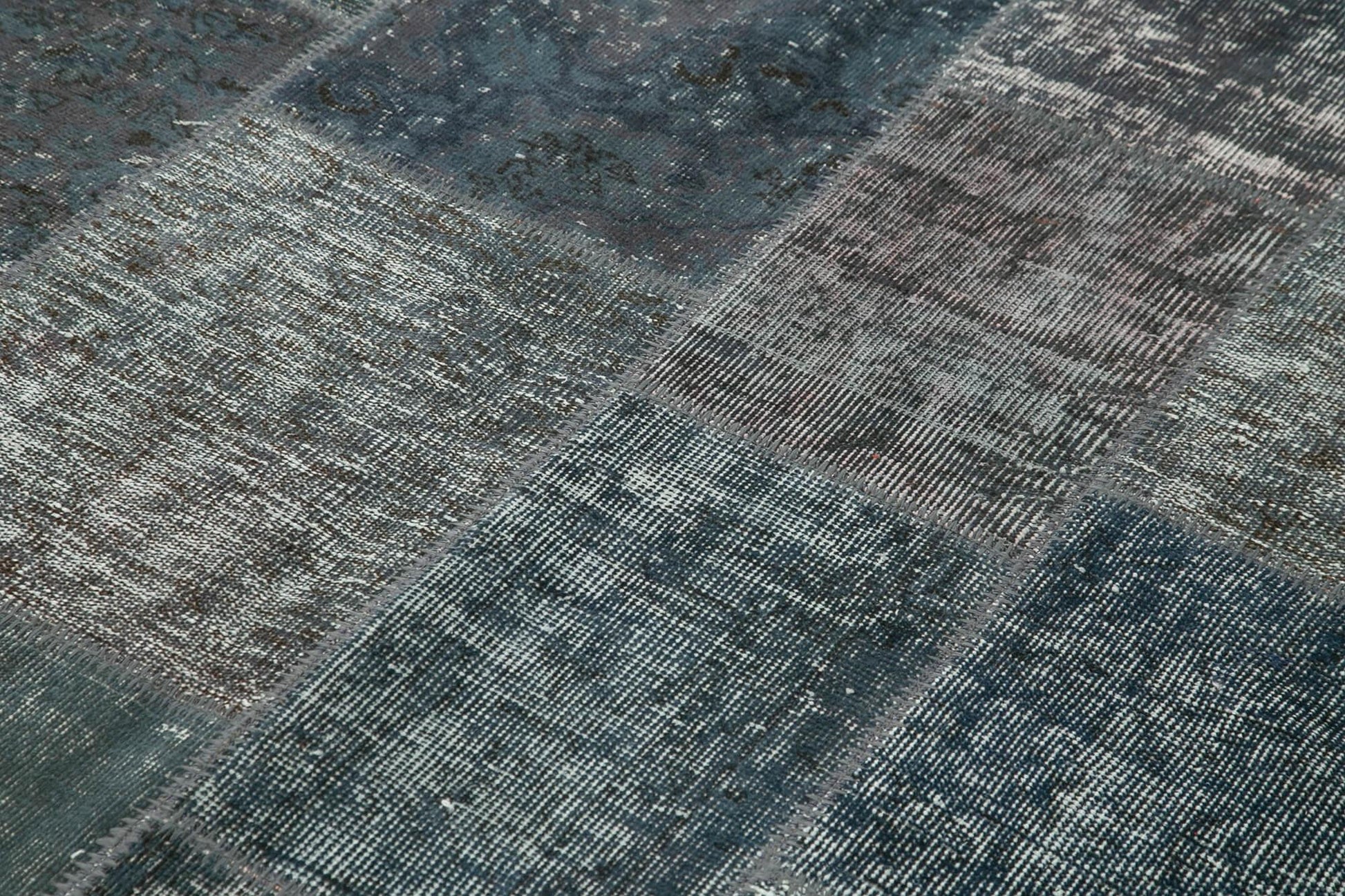 Kırk Yama Gri Patchwork Pamuk Yün El Dokuma Halısı 170x242 Agacan