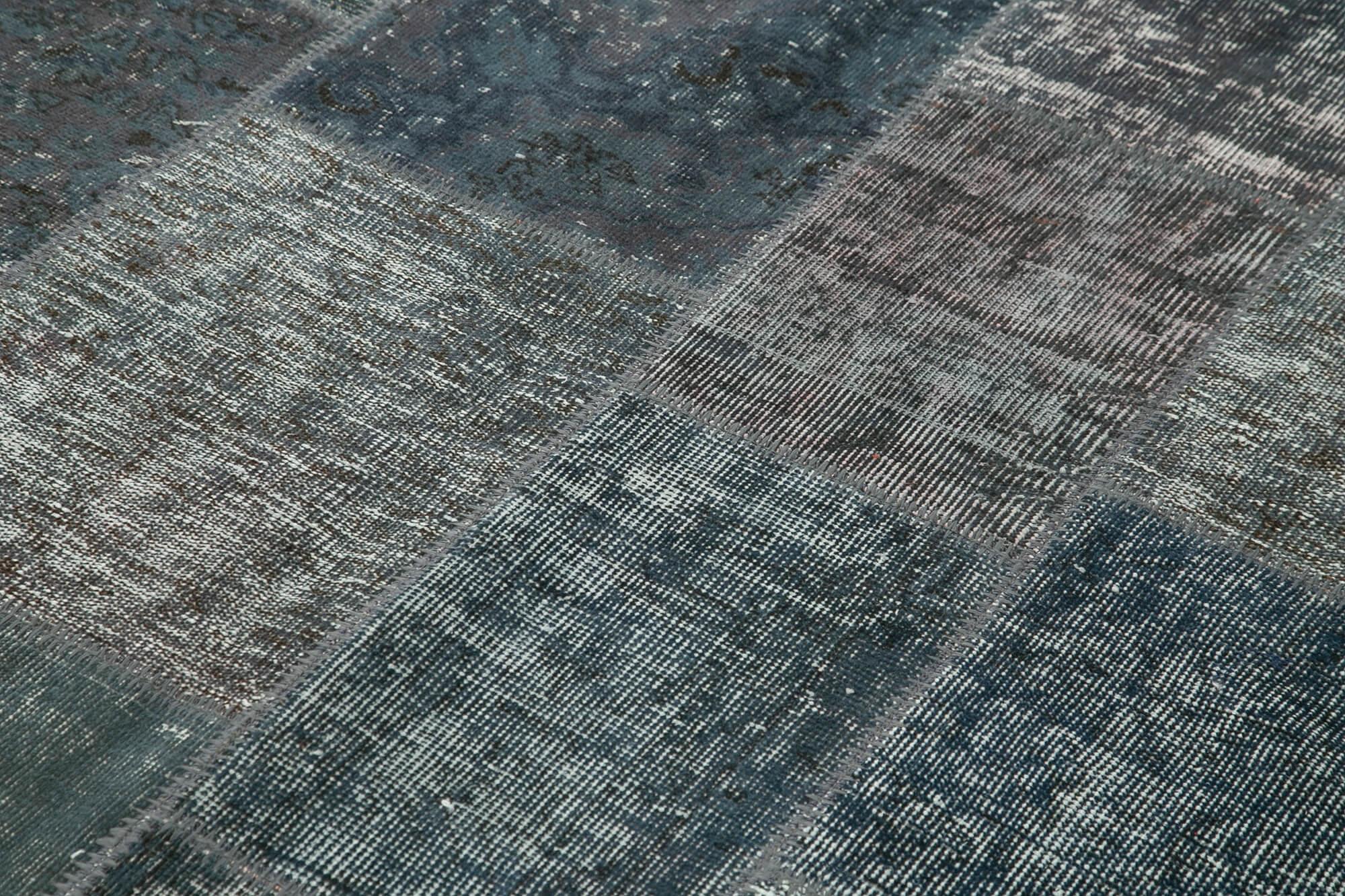 Kırk Yama Gri Patchwork Pamuk Yün El Dokuma Halısı 170x242 Agacan
