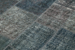 Kırk Yama Gri Patchwork Pamuk Yün El Dokuma Halısı 170x242 Agacan