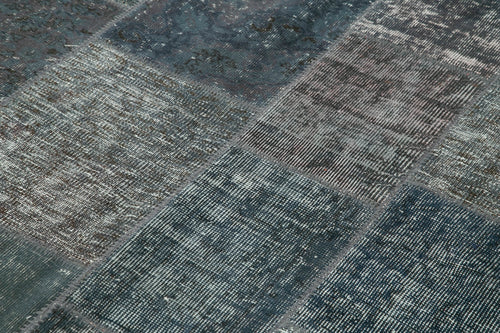 Kırk Yama Gri Patchwork Pamuk Yün El Dokuma Halısı 170x242 Agacan