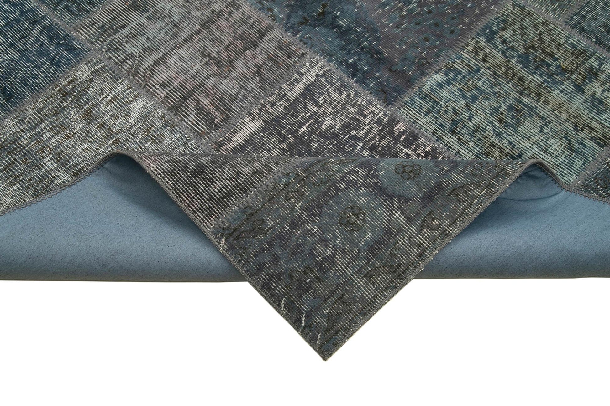 Kırk Yama Gri Patchwork Pamuk Yün El Dokuma Halısı 170x242 Agacan