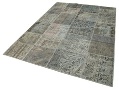 Kırk Yama Gri Patchwork Pamuk Yün El Dokuma Halısı 172x245 Agacan