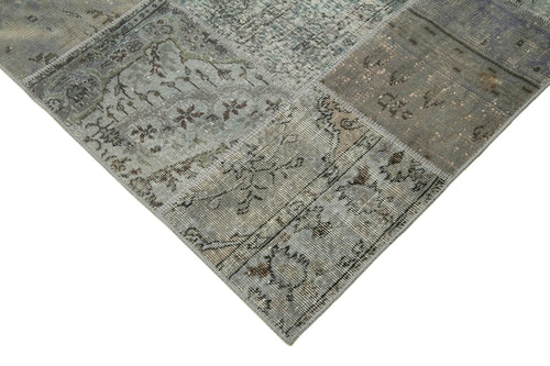 Kırk Yama Gri Patchwork Pamuk Yün El Dokuma Halısı 172x245 Agacan