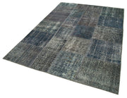 Kırk Yama Gri Patchwork Pamuk Yün El Dokuma Halısı 171x242 Agacan
