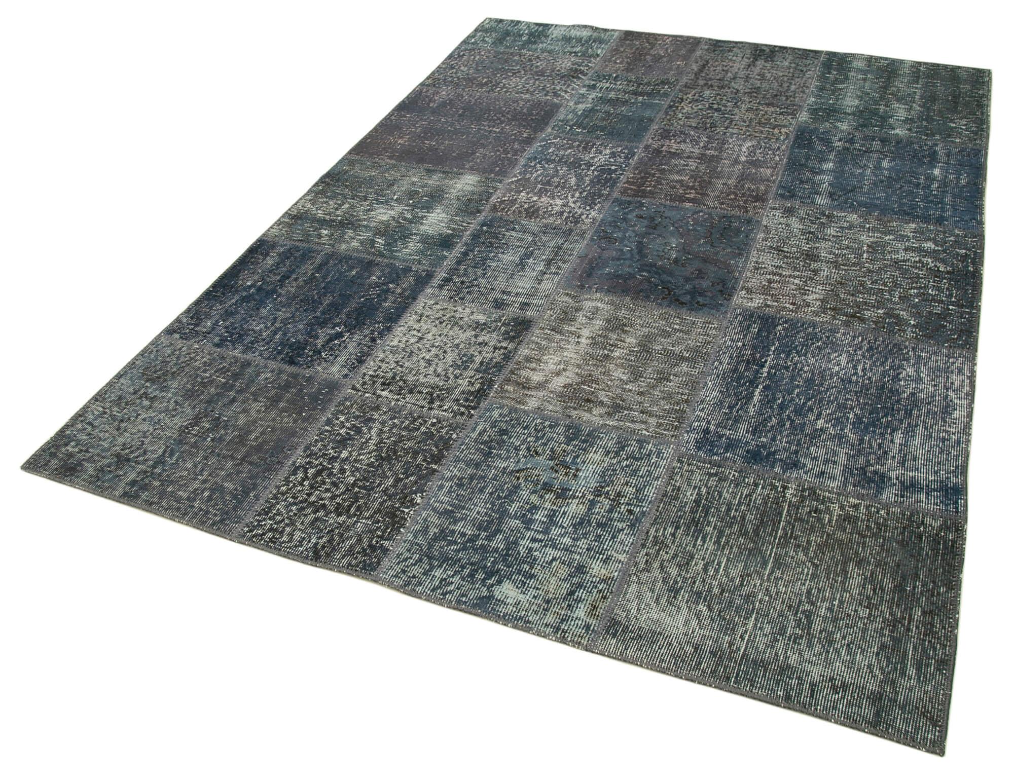 Kırk Yama Gri Patchwork Pamuk Yün El Dokuma Halısı 171x242 Agacan