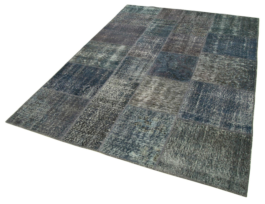 Kırk Yama Gri Patchwork Pamuk Yün El Dokuma Halısı 171x242 Agacan
