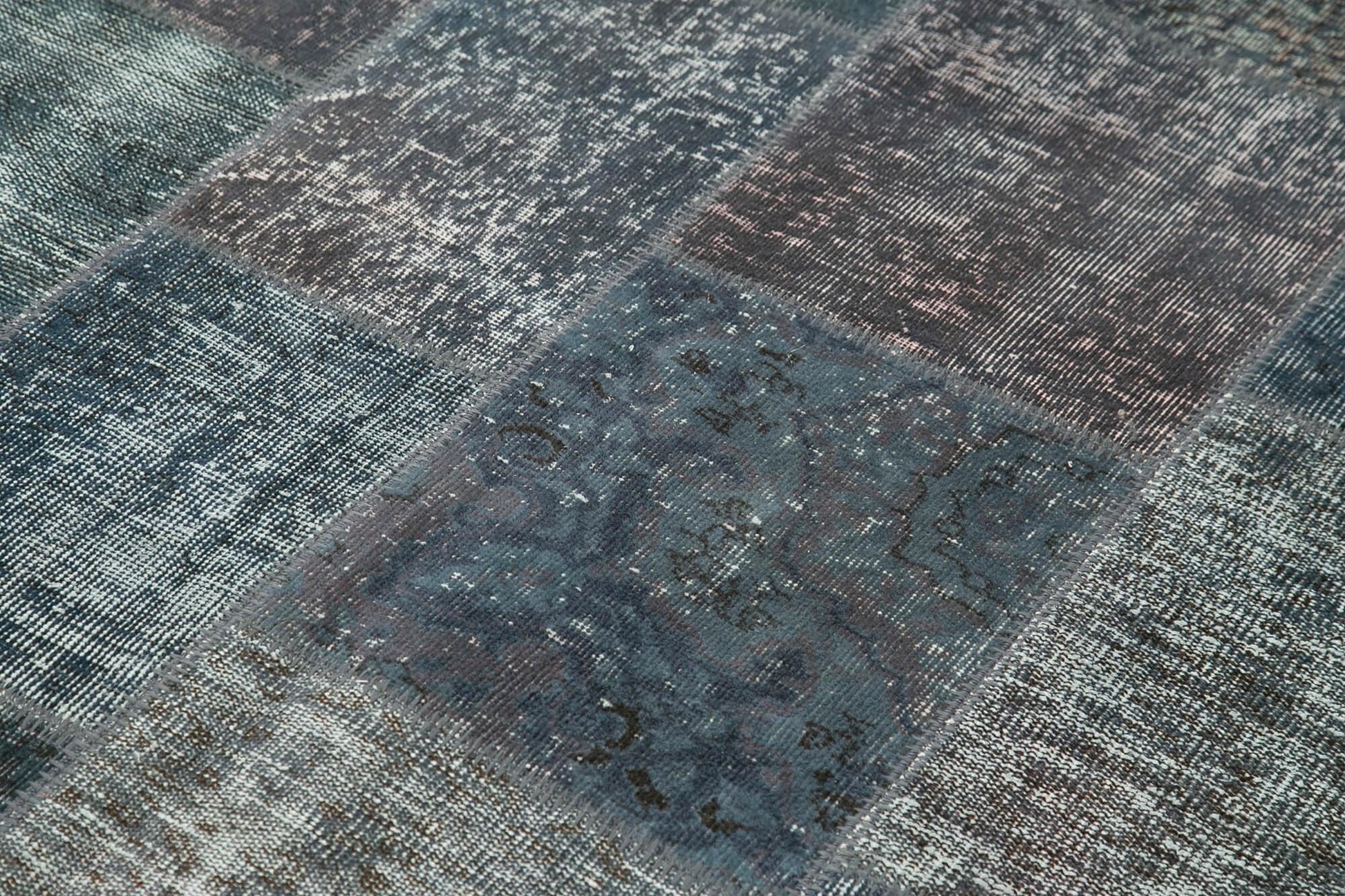 Kırk Yama Gri Patchwork Pamuk Yün El Dokuma Halısı 171x242 Agacan