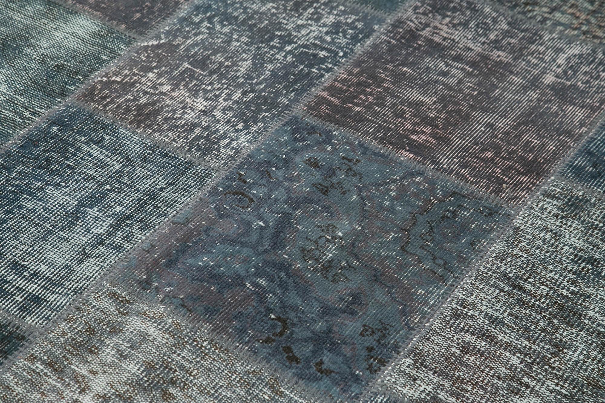 Kırk Yama Gri Patchwork Pamuk Yün El Dokuma Halısı 171x242 Agacan