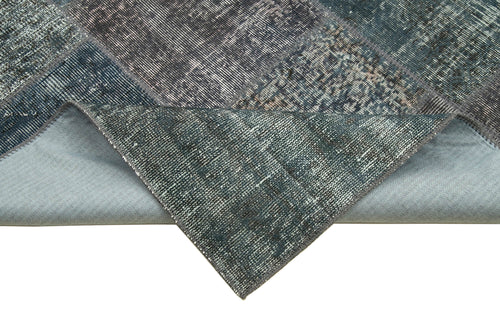 Kırk Yama Gri Patchwork Pamuk Yün El Dokuma Halısı 171x242 Agacan
