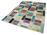 Kırk Yama Pembe Patchwork Pamuk Yün El Dokuma Halısı 178x246 Agacan