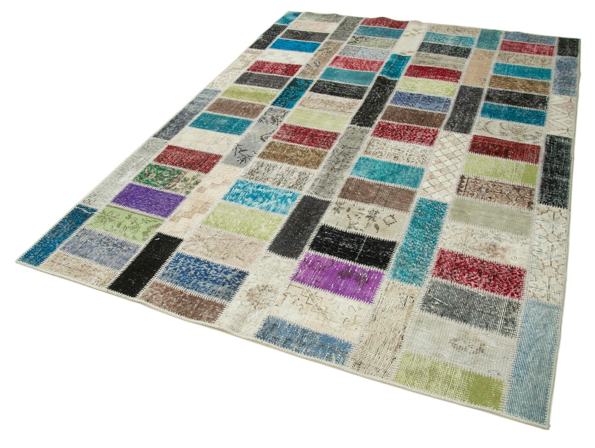 Kırk Yama Pembe Patchwork Pamuk Yün El Dokuma Halısı 178x246 Agacan