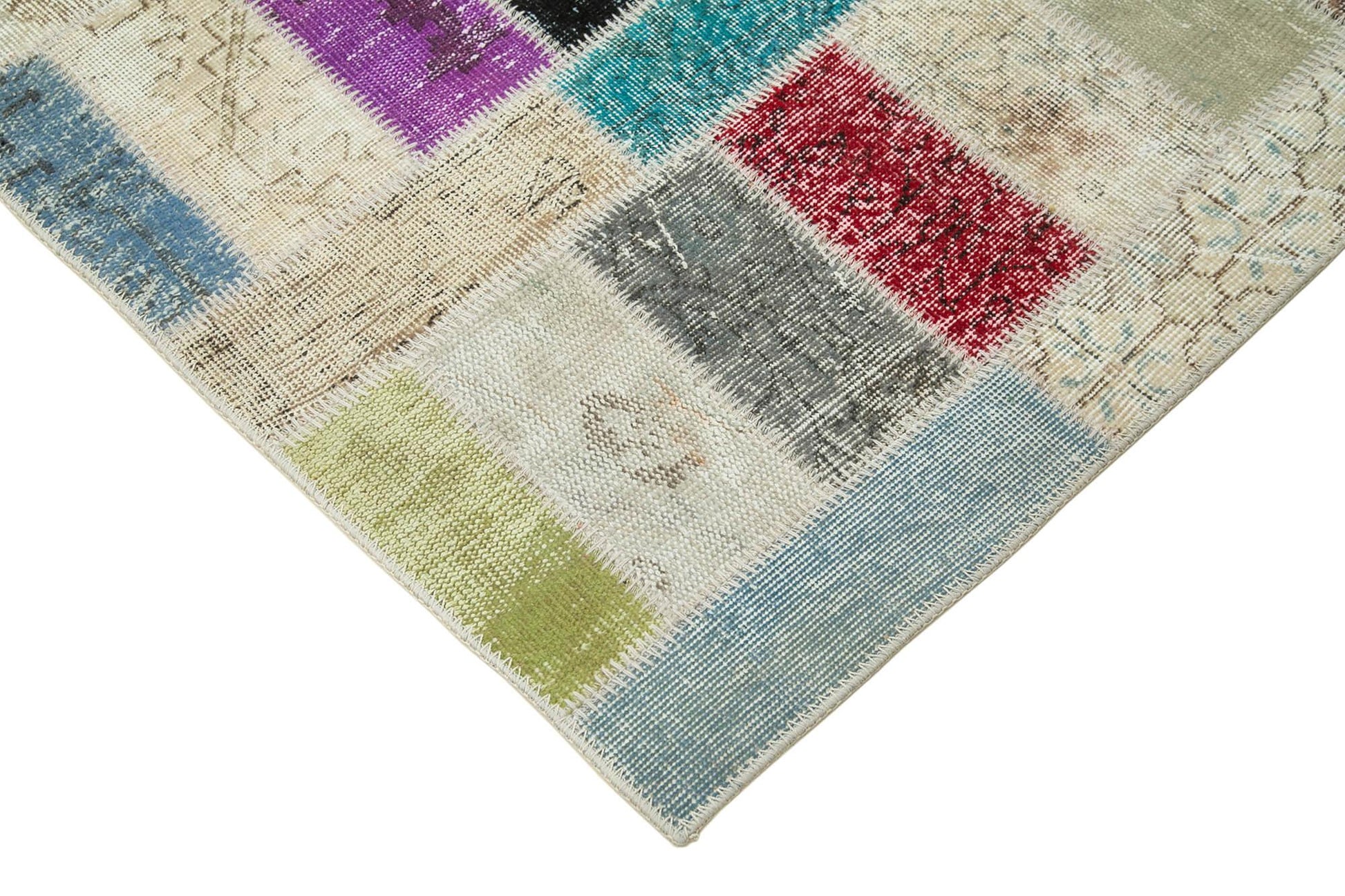Kırk Yama Pembe Patchwork Pamuk Yün El Dokuma Halısı 178x246 Agacan